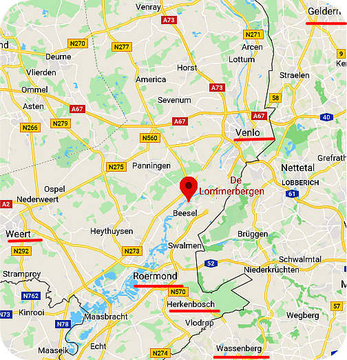 Limburg kaart - Lommerbergen